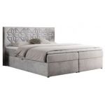 Łóżko kontynentalne LEILA 120x200 - H4 - jasnoszary, welwet