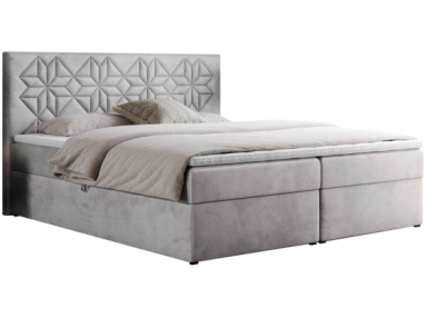 Łóżko kontynentalne LEILA 140x200 - H4 - jasnoszary, welwet