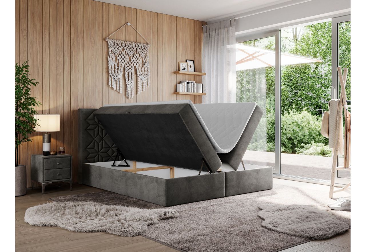 Łóżko kontynentalne LEILA 120x200 - H4 - ciemnoszary, welwet