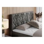 Łóżko kontynentalne LEILA 120x200 - H4 - ciemnoszary, welwet