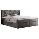 Łóżko kontynentalne LEILA 120x200 - H4 - ciemnoszary, welwet