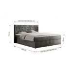 Łóżko kontynentalne LEILA 140x200 - H4 - ciemnoszary, welwet