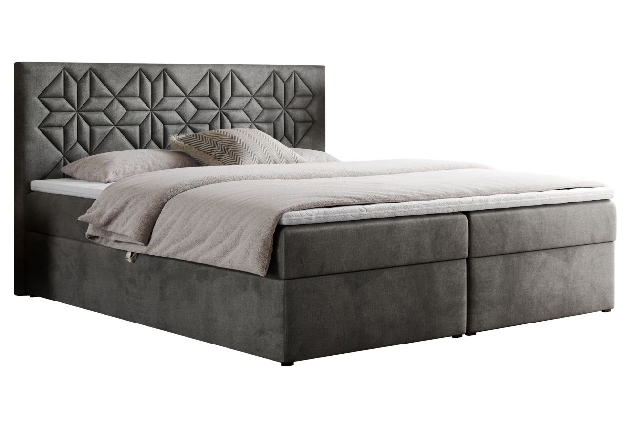 Łóżko kontynentalne LEILA 180x200 - H4 - ciemnoszary, welwet
