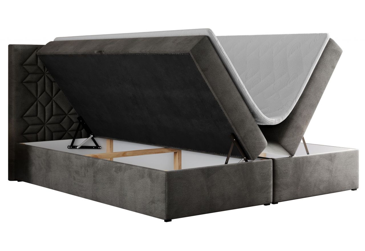 Łóżko kontynentalne LEILA 180x200 - H4 - ciemnoszary, welwet