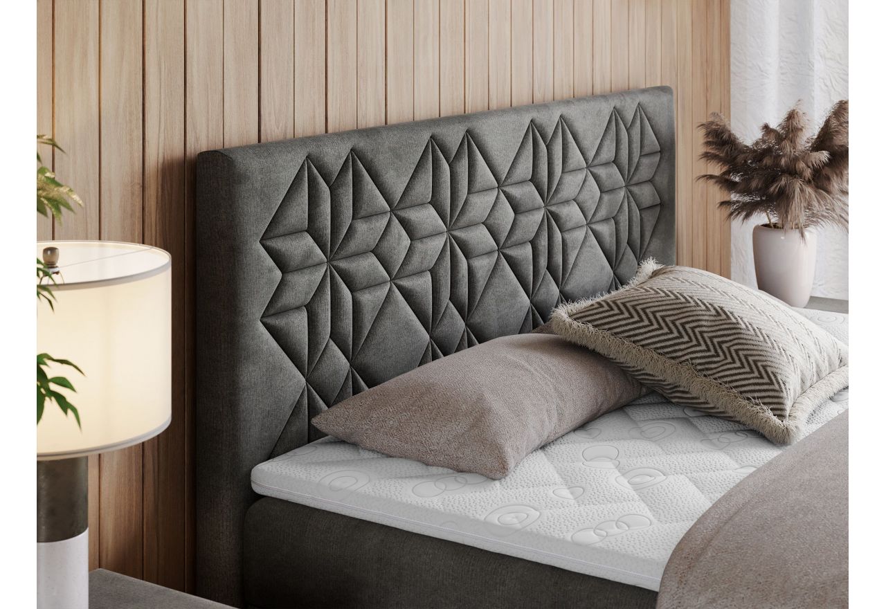 Łóżko kontynentalne LEILA 200x200 - H4 - ciemnoszary, welwet