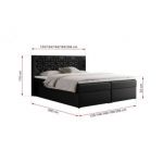 Łóżko kontynentalne LEILA 140x200 - H4 - czarny, ekoskóra