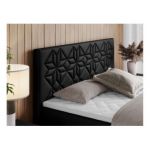Łóżko kontynentalne LEILA 140x200 - H4 - czarny, ekoskóra