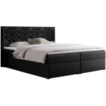 Łóżko kontynentalne LEILA 160x200 - H4 - czarny, ekoskóra