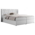 Łóżko kontynentalne LEILA 120x200 - H4 - biały, ekoskóra