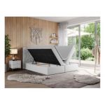 Łóżko kontynentalne LEILA 140x200 - H4 - biały, ekoskóra