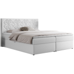 Łóżko kontynentalne LEILA 200x200 - H4 - biały, ekoskóra