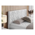 Łóżko kontynentalne LEILA 200x200 - H4 - biały, ekoskóra