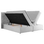 Łóżko kontynentalne LEILA 200x200 - H4 - biały, ekoskóra