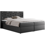 Łóżko kontynentalne LEILA 140x200 - H4 - szary, ekoskóra