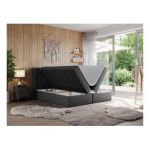 Łóżko kontynentalne LEILA 180x200 - H4 - szary, ekoskóra