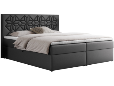 Łóżko kontynentalne LEILA 200x200 - H4 - szary, ekoskóra