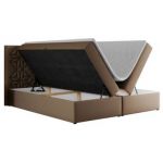 Łóżko kontynentalne LEILA 120x200 - H4 - brązowy, ekoskóra
