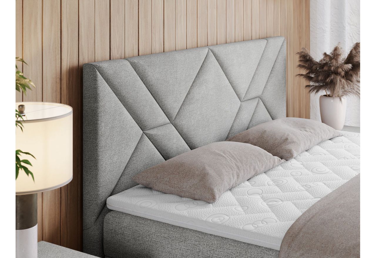 Łóżko kontynentalne NEOMI 140x200 - H3 - jasnoszary, struktura