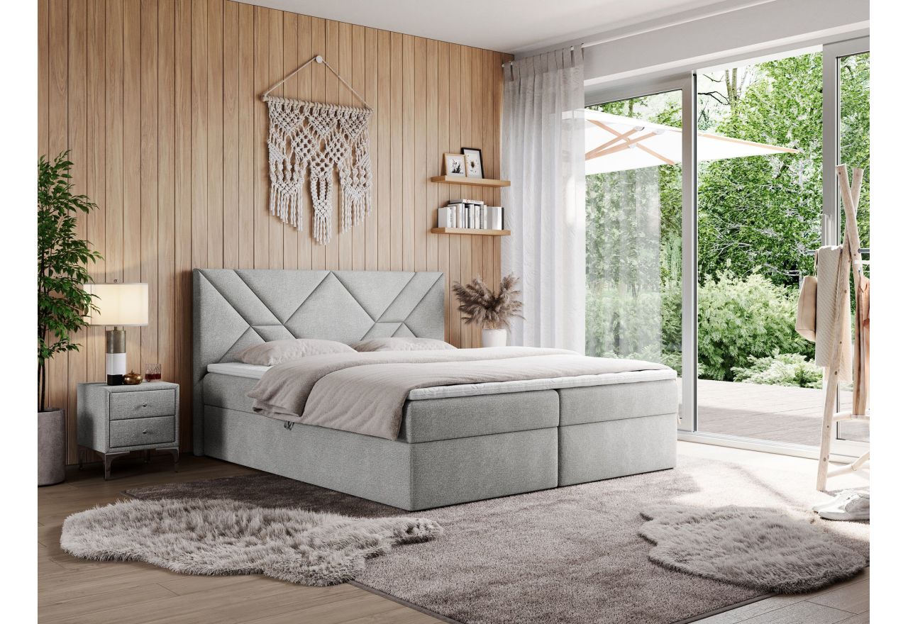 Łóżko kontynentalne NEOMI 200x200 - H3 - jasnoszary, struktura