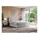 Łóżko kontynentalne NEOMI 200x200 - H3 - jasnoszary, struktura
