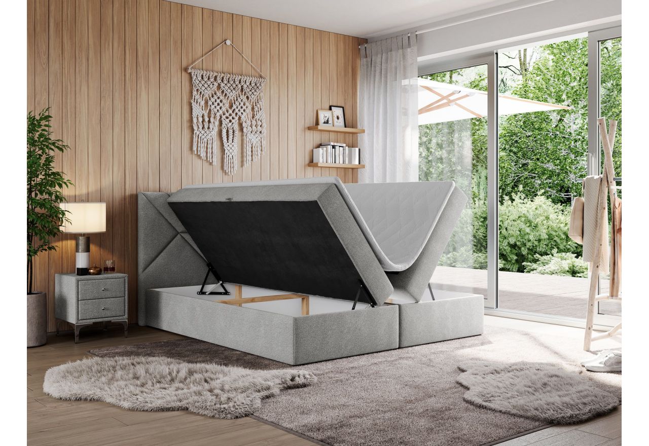 Łóżko kontynentalne NEOMI 200x200 - H3 - jasnoszary, struktura