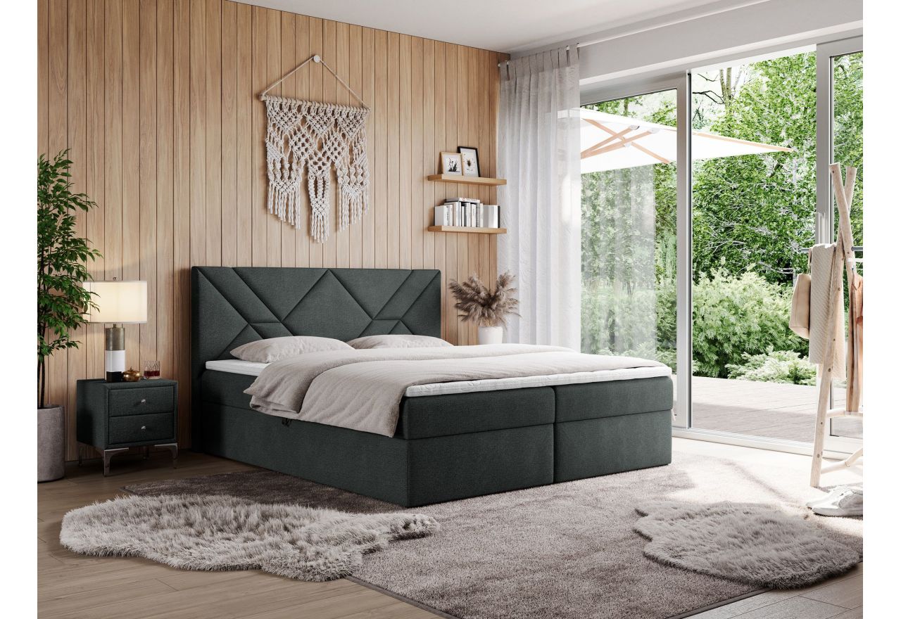 Łóżko kontynentalne NEOMI 200x200 - H3 - ciemnoszary, struktura