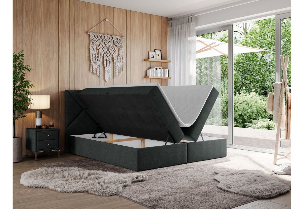 Łóżko kontynentalne NEOMI 200x200 - H3 - ciemnoszary, struktura