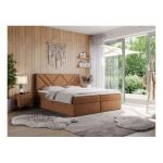 Łóżko kontynentalne NEOMI 140x200 - H3 - pomarańczowy, struktura