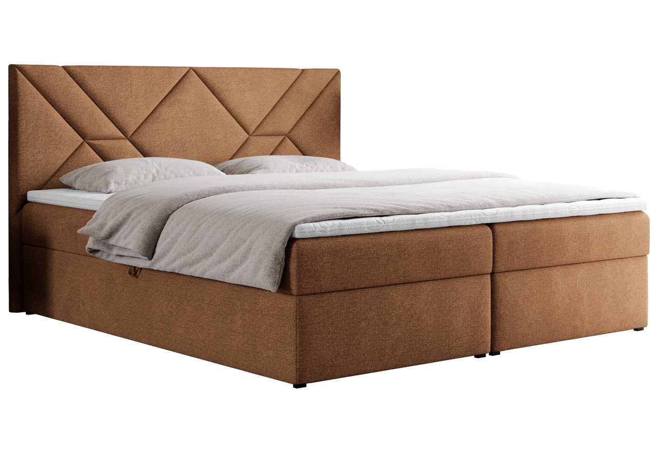 Łóżko kontynentalne NEOMI 160x200 - H3 - pomarańczowy, struktura