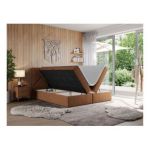 Łóżko kontynentalne NEOMI 160x200 - H3 - pomarańczowy, struktura