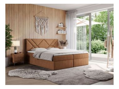 Łóżko kontynentalne NEOMI 180x200 - H3 - pomarańczowy, struktura