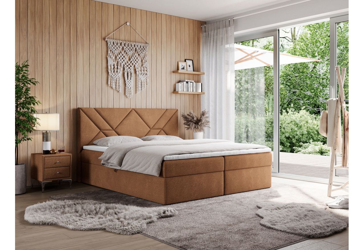 Łóżko kontynentalne NEOMI 200x200 - H3 - pomarańczowy, struktura