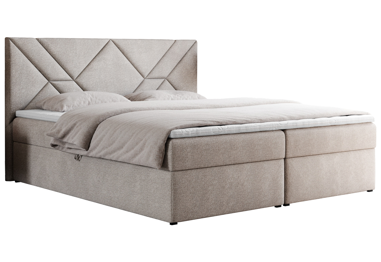 Łóżko kontynentalne NEOMI 140x200 - H3 - beżowy, struktura