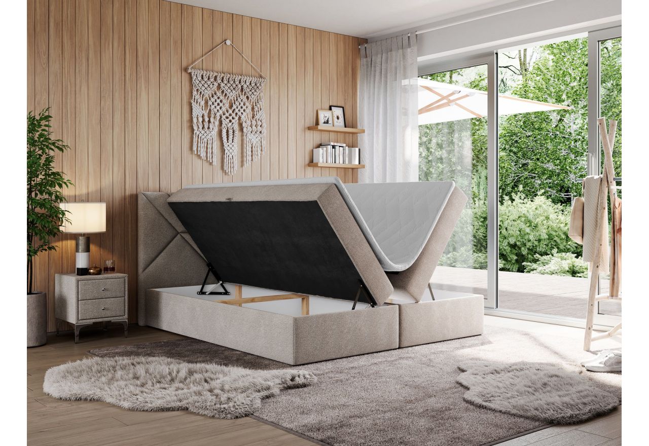 Łóżko kontynentalne NEOMI 140x200 - H3 - beżowy, struktura