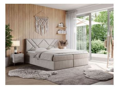 Łóżko kontynentalne NEOMI 160x200 - H3 - beżowy, struktura