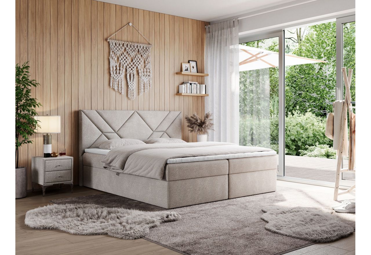 Łóżko kontynentalne NEOMI 200x200 - H3 - beżowy, struktura