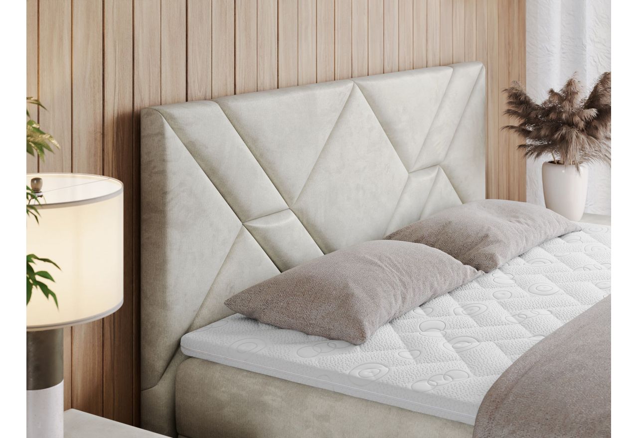 Łóżko kontynentalne NEOMI 140x200 - H3 - beżowy, welwet