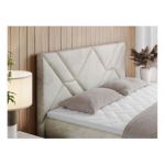 Łóżko kontynentalne NEOMI 140x200 - H3 - beżowy, welwet