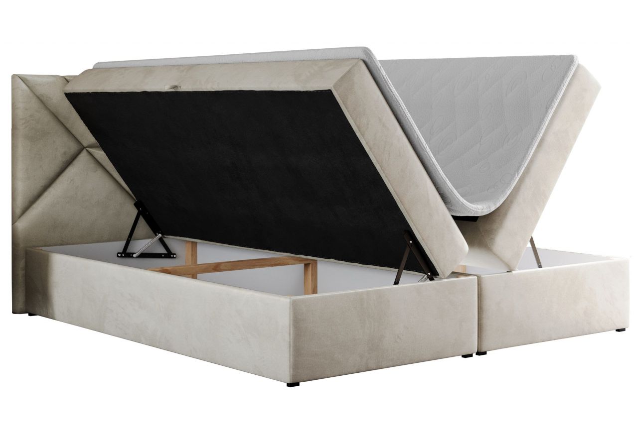 Łóżko kontynentalne NEOMI 140x200 - H3 - beżowy, welwet