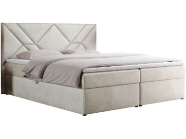 Łóżko kontynentalne NEOMI 200x200 - H3 - beżowy, welwet