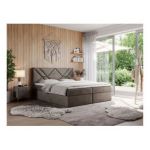 Łóżko kontynentalne NEOMI 160x200 - H3 - brązowy, welwet