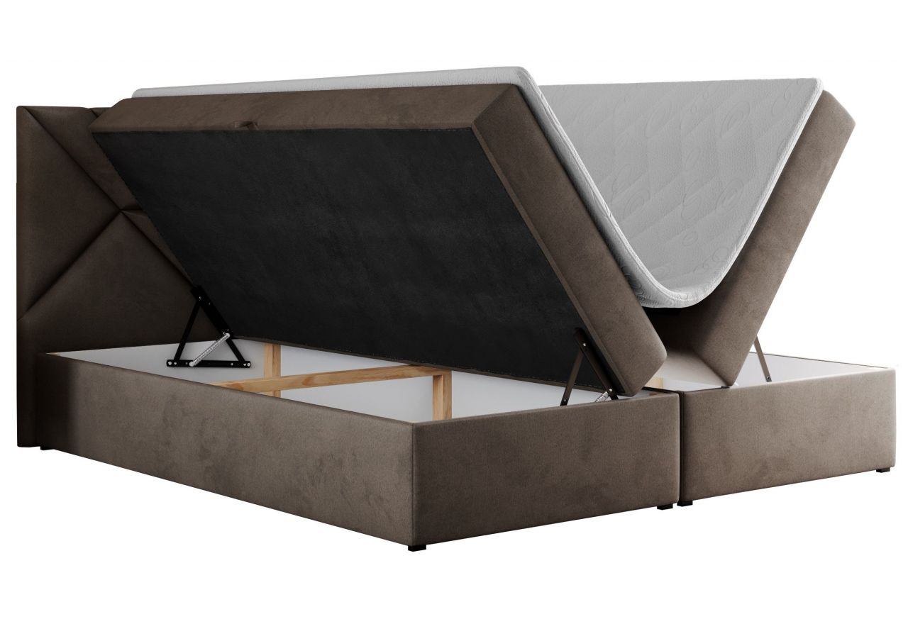 Łóżko kontynentalne NEOMI 160x200 - H3 - brązowy, welwet