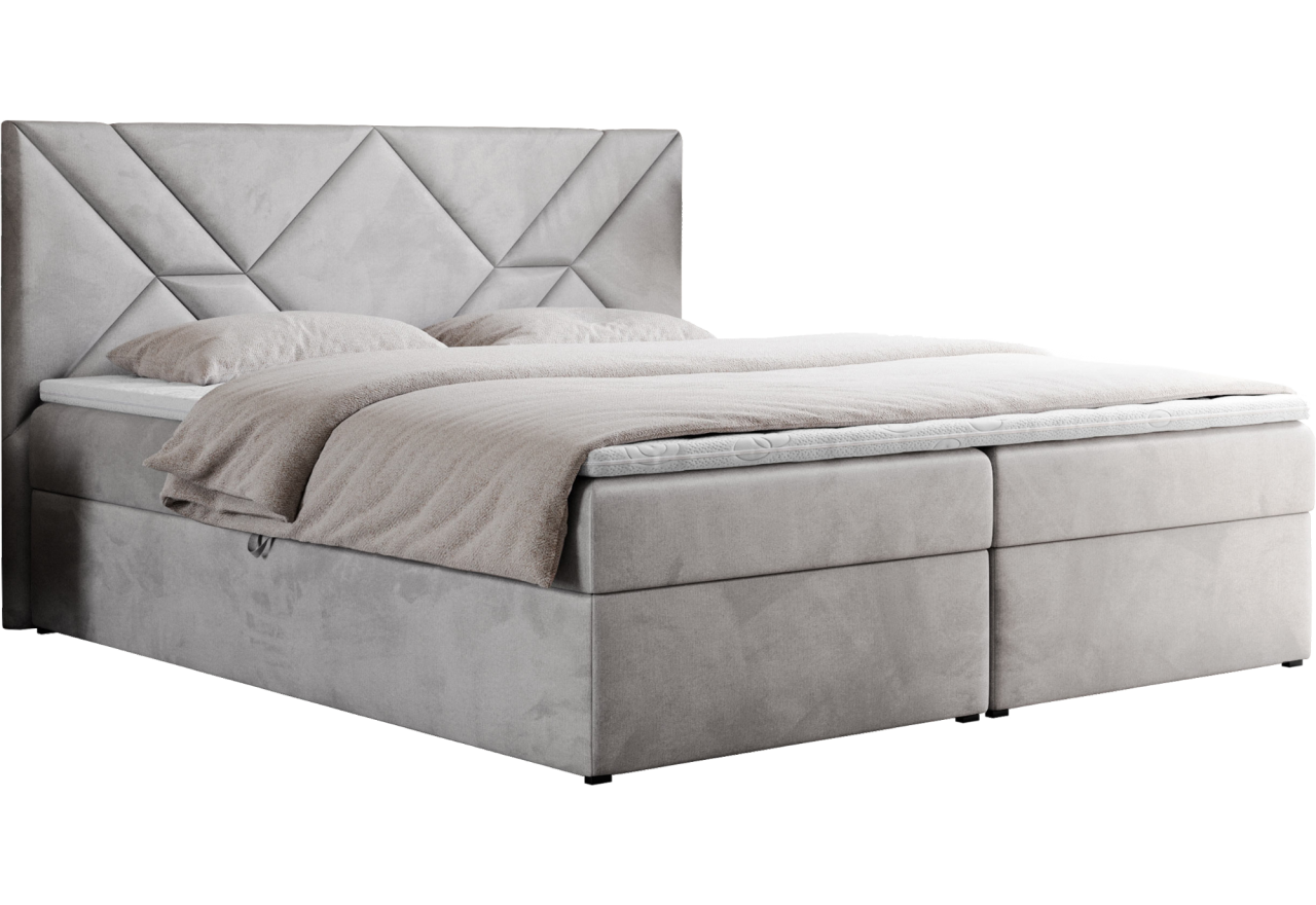 Łóżko kontynentalne NEOMI 140x200 - H3 - jasnoszary, welwet