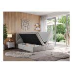 Łóżko kontynentalne NEOMI 140x200 - H3 - jasnoszary, welwet