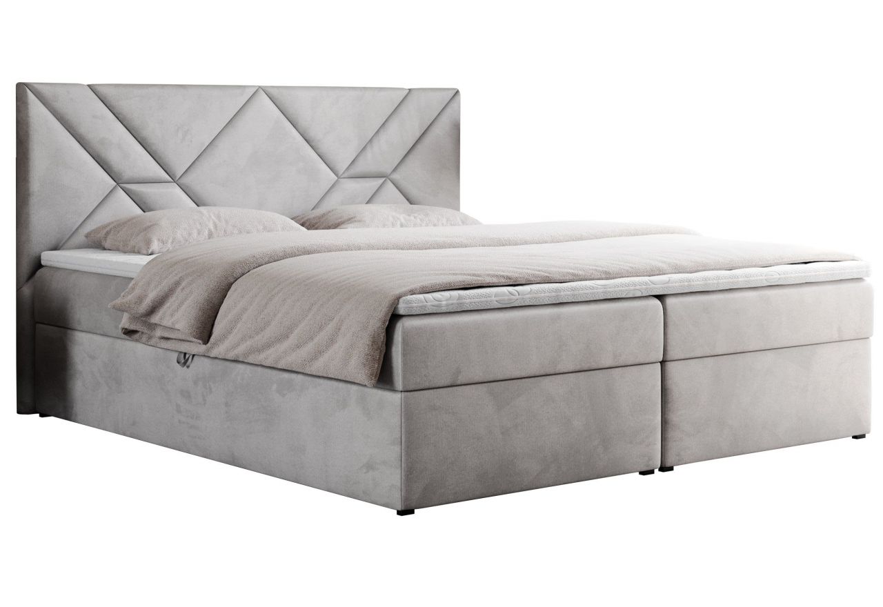 Łóżko kontynentalne NEOMI 140x200 - H3 - jasnoszary, welwet