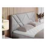 Łóżko kontynentalne NEOMI 200x200 - H3 - jasnoszary, welwet