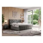 Łóżko kontynentalne NEOMI 120x200 - H3 - ciemnoszary, welwet