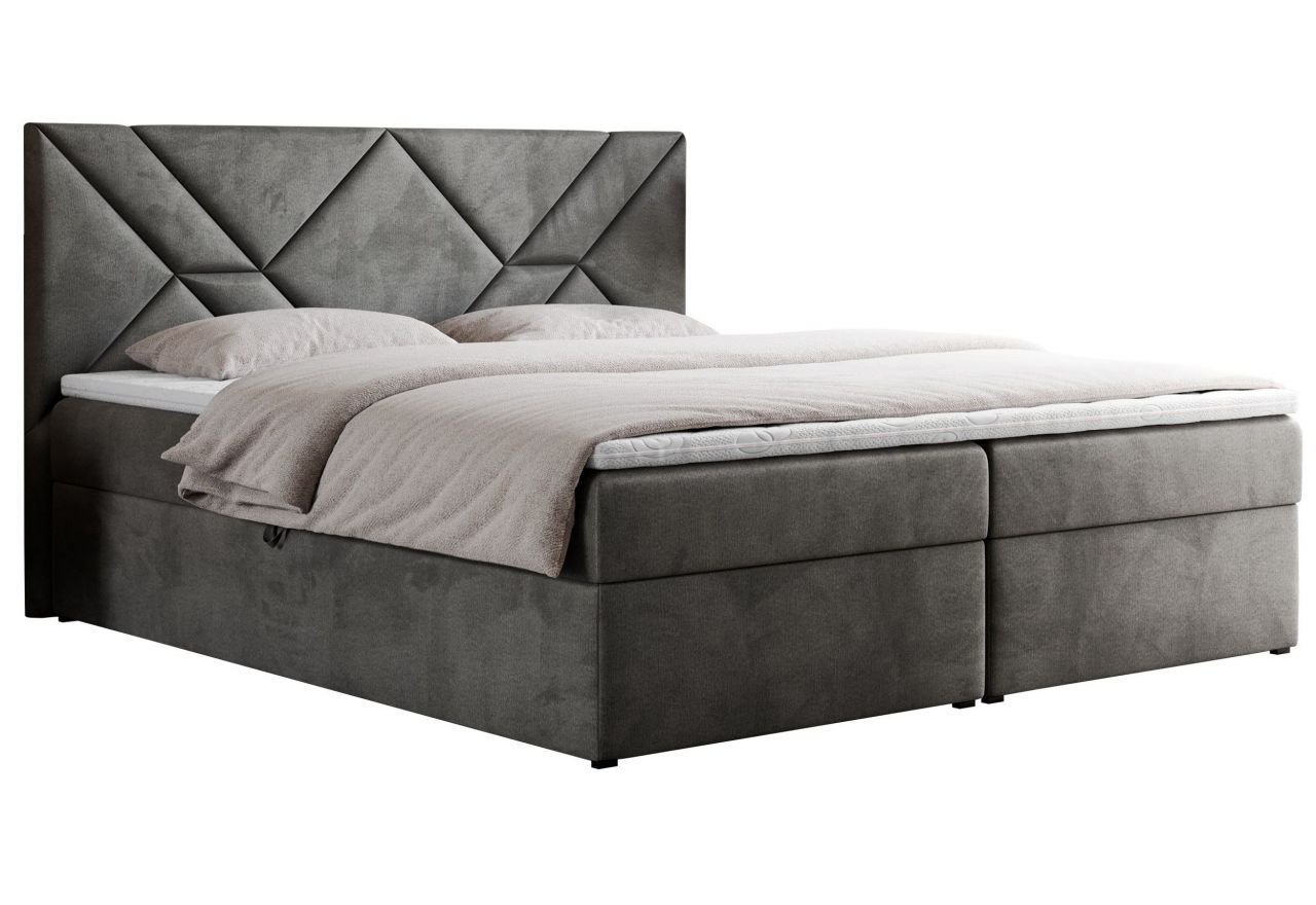 Łóżko kontynentalne NEOMI 120x200 - H3 - ciemnoszary, welwet