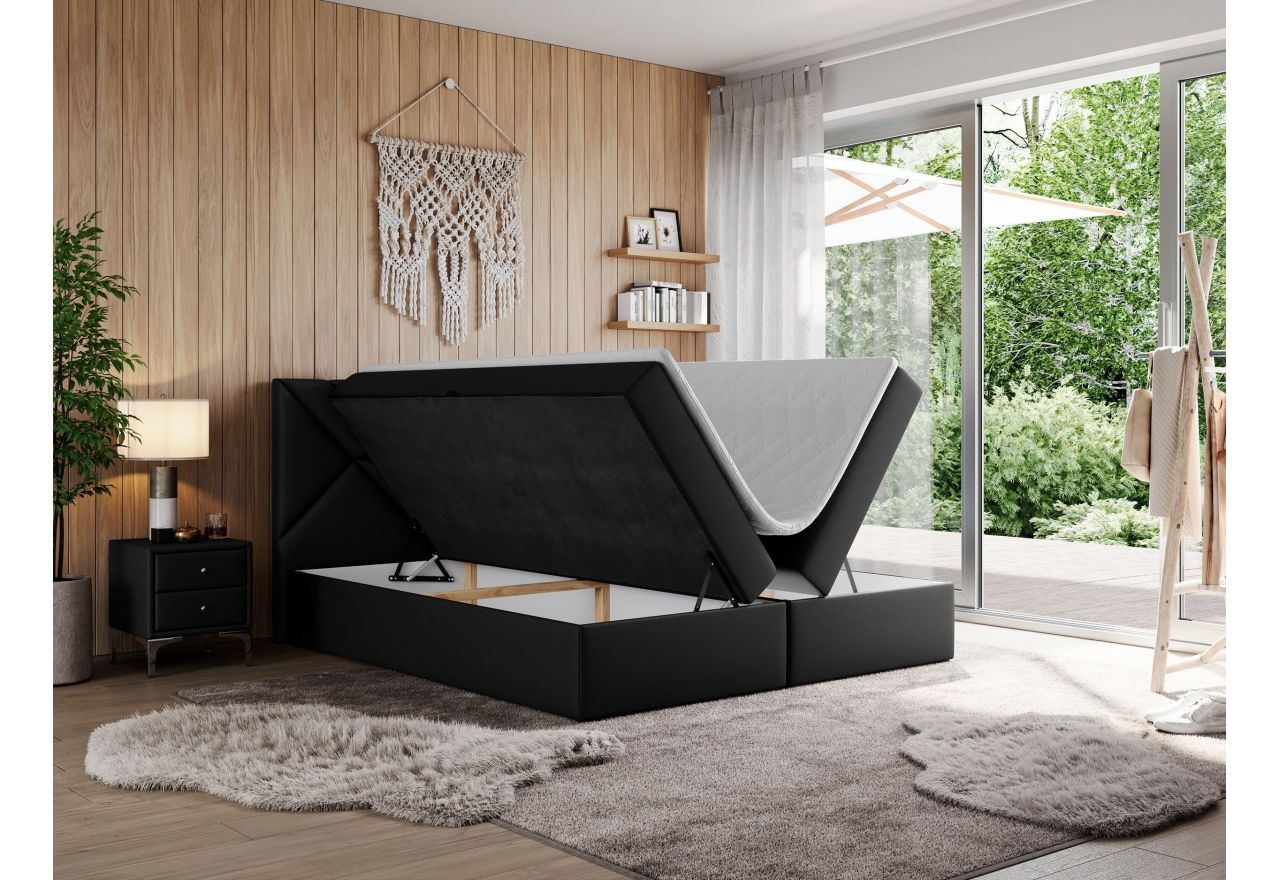 Łóżko kontynentalne NEOMI 120x200 - H3 - czarny, ekoskóra