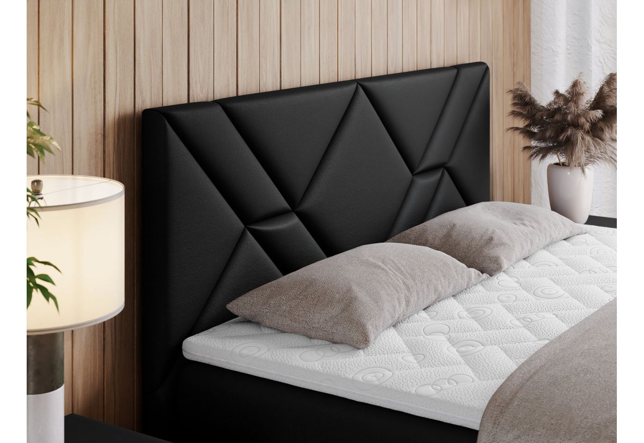 Łóżko kontynentalne NEOMI 120x200 - H3 - czarny, ekoskóra